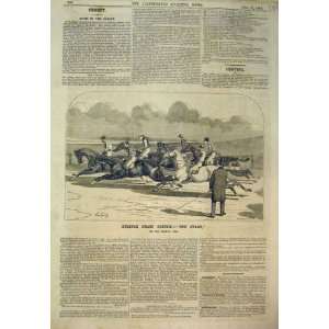  1864 Steeple Chase Sketch Horse Racing Sport Herring
