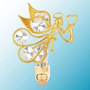  Flying Angel w/Heart 24k Gold/Crystal Night Light