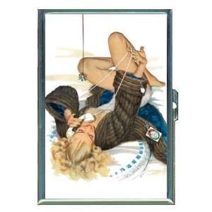  Pin Up Blonde with Fur, Phone ID Holder, Cigarette Case or 