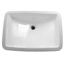 DeNovo Large White Rectangular Undermount Porcelain Bathroom Sink 