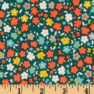  44 Wide Bryant Park Mini Posies Teal/Multi Fabric By The 