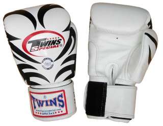 Twins Muay Thai Boxing gloves ~ 16 oz ~ Tattoo   White  