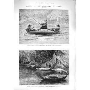  1880 FISHING RISTIGOUCHE CANADA RIVER BOAT LOUISE