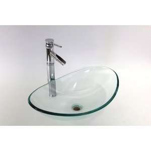  1/2 Thickness Bathroom Clear Tempered Glass Oval Style 