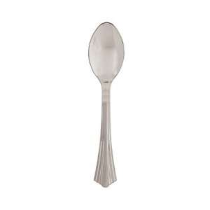  Reflections Heavyweight Plastic Spoons, Silver, 6 1/4 