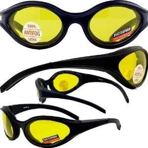 Motorcycle Yellow Riding Glasses Sunglasses with Foam Padding Uv400 