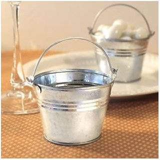  Wedding Accessories Favor Holders, Miniature Galvanized Tin Buckets 