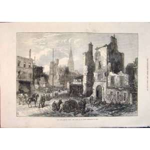  Ruins France Paris St Cloud Fire War Old Print 1871