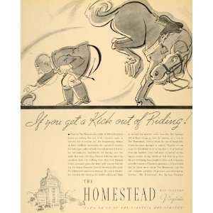 1935 Ad Homestead Hot Springs Virginia Horse Hotel   Original Print Ad 