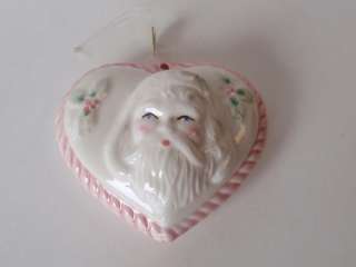 Vintage Silvestri Ceramic Santa Heart Pomander Ornament  