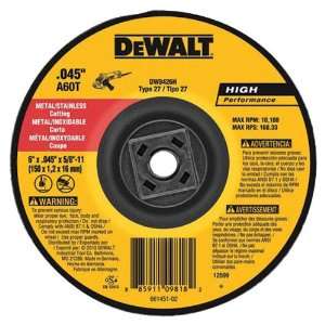   Dewalt 4 1/2 X .045 X 5/8  11 Hp Cutoff Wheel 