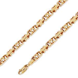 14K Yellow Gold Hip Hop Bullet Chain Necklace 7mm 26  