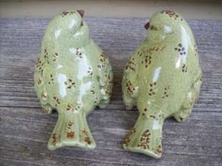 Green Ceramic Small Birds, Crackle Finish, set of 2 846228019864 