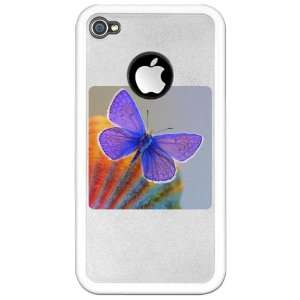  iPhone 4 or 4S Clear Case White Xerces Purple Butterfly 