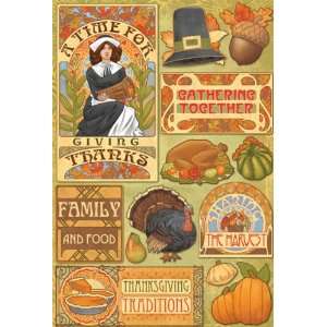  Thanksgiving Cardstock Stickers 5.5X9 Sheet Giving Thanks 