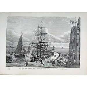 Edinburgh 1882 View Leith Pier Harbour Sailing Ships 