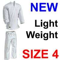 Karate Uniform SIZE 4 WHITE 6oz Martial Art Gi  