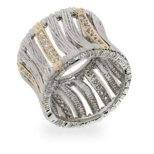 Designer Inspired Precious Safari Silver & Gold CZ Ring Size 10 (Sizes 