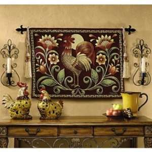   Country Folk Art Sunrise Rooster Tapestry Wall Hanging