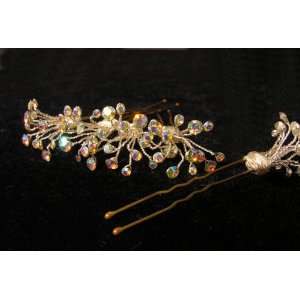  Iridescent Crystal Cluster Hair Pins Beauty