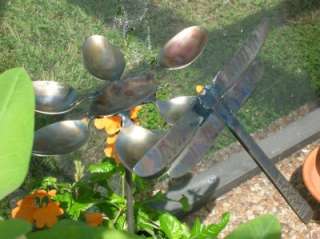 METAL DRAGONFLY & FLOWER ART/MADE OF KNIVES & SPOONS  