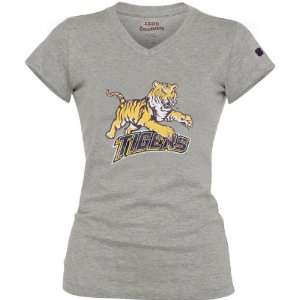  LSU Tigers Womens Grey V neck Long Body T Shirt Sports 