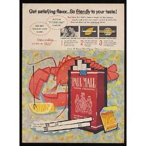  1959 Pall Mall Cigarette Lobster Print Ad (10207)