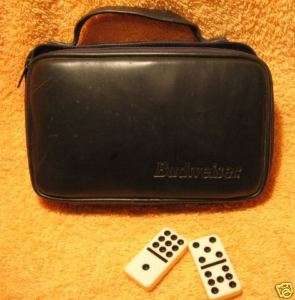 Nice Set of Budweiser Dominoes in Leather Carry Bag  