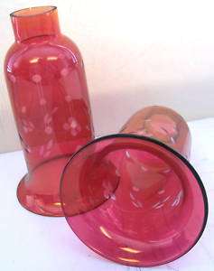 ANTIQUE GLASS LAMP SHADE PART ETCHED ROSE COLORED PAIR  