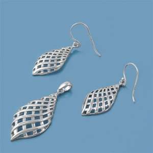   Pendant and Earrings Set   Marquis Shape in Cross Pattern Jewelry