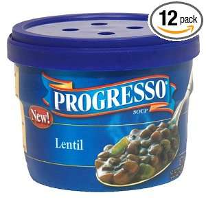 Progresso Soup, Lentil, 15.25 Ounce Microwavable Bowls (Pack of 12)