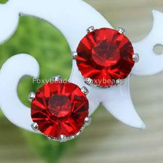 RED Zircon Silver Plated Ear Studs Nickel Free @1Pair  