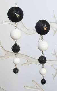 Art Moderne 80s Stunning Black & White Plastic Earrings  