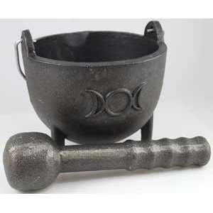  Triple Moon Cast Iron Mortar and Pestle 