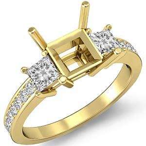 8C Princess Diamond 3 Stone Engagement Ring Y14k 7sz  