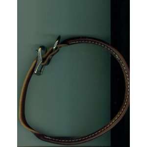   on the end of Brown Leather Dog Collar. metal clasp. 