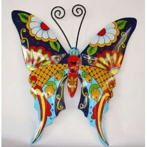  Butterfly Metal Wall Art Garden Mexican Talavera Style 