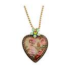 Michal Negrin She Shy Pupa Heart Pendant Ornate with Hand painted 