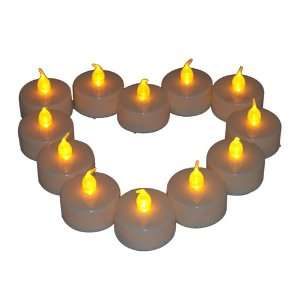   12 X Yellow LED Light Wedding Party Flameless Candle