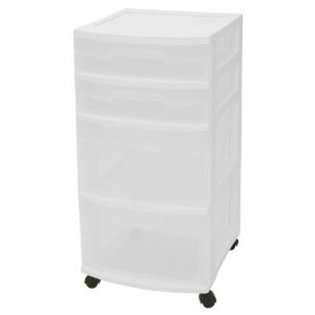   Drawer Cart White with See Through Drawers and Black Casters, 2 Pack