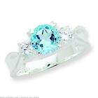 FindingKing Sterling Silver Blue Topaz & Cubic Zirconia Ring Size 7