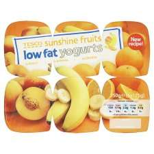 Tesco Low Fat Sunshine Fruits Yogurt 6X125g   Groceries   Tesco 
