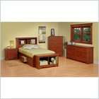   Monterey Cherry Twin Wood Platform Storage Bed 3 Piece Bedroom Set