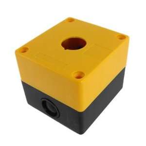 com Plastic Yellow Black 22mm Hole Push Button Control Box Enclosure 