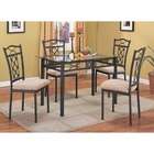 Poundex 5 pc metal and glass dining room table set in dark metal 