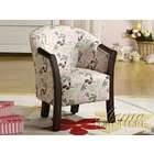  fabric upholstered childrens accent chair with wood legs and arm