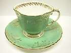 England Aynsley China Porcelain JADE GREEN & GOLD SCROLL Square Cup 