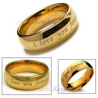 8MM MENS TUNGSTEN GOLD TONE DOME WEDDING BAND RING  
