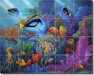 Miller Undersea Tropical Fish Art Ceramic Tile Mural  