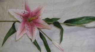 Tiger Lily Raburn Pink Silk Flowers Long Spray E045  